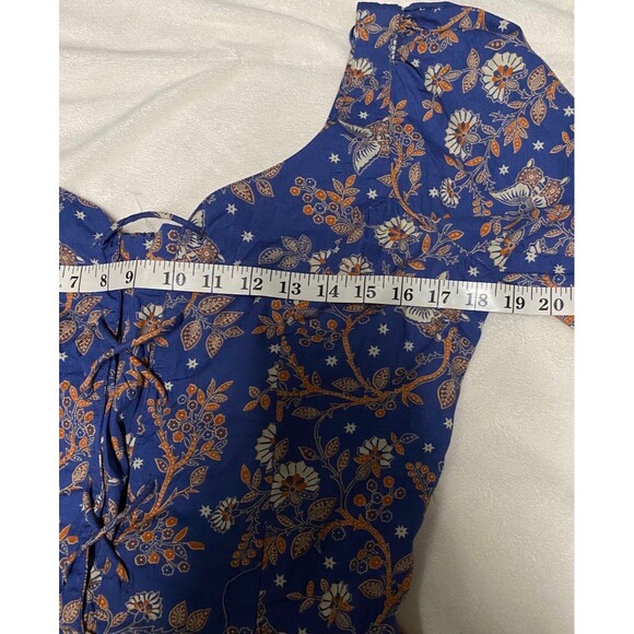 House of Harlow 1960 Medium M Peplum Balloon Sleeve Lace Up Bohemian Blouse - Picture 7 of 10